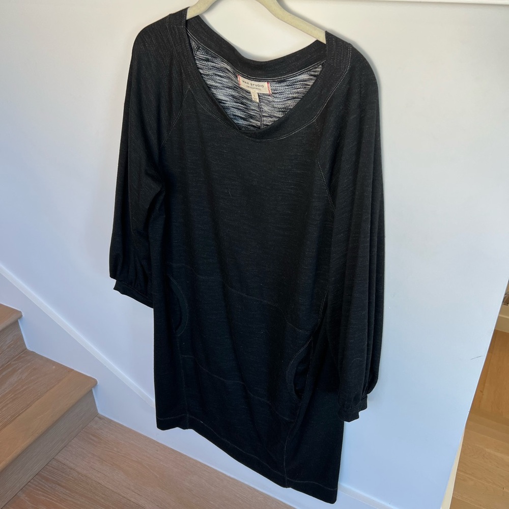 Max Studio Dark Grey Long Sleeve Knit Sweater Dress